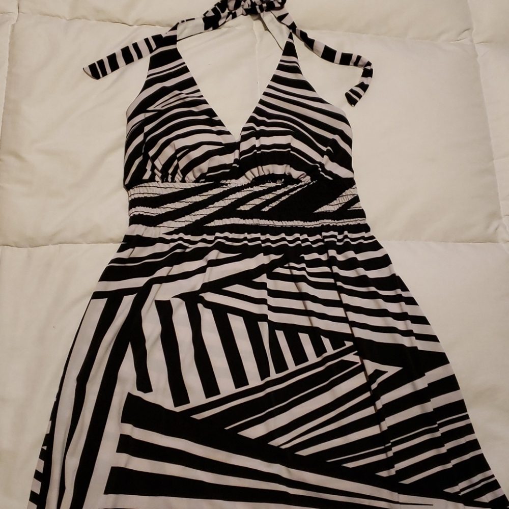 Halter Black And White Dress